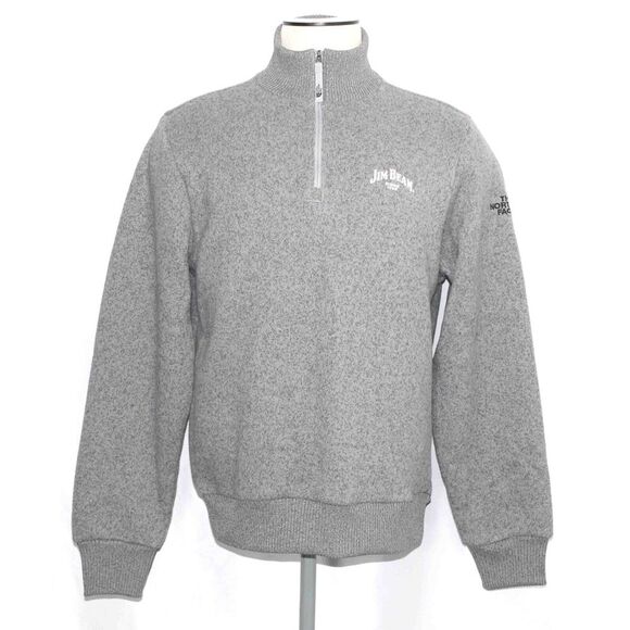 North Face Gray L/S Full-Zip Fleece Jacket Jim Beam Embroidered‎ Mens Size M - Picture 1 of 7